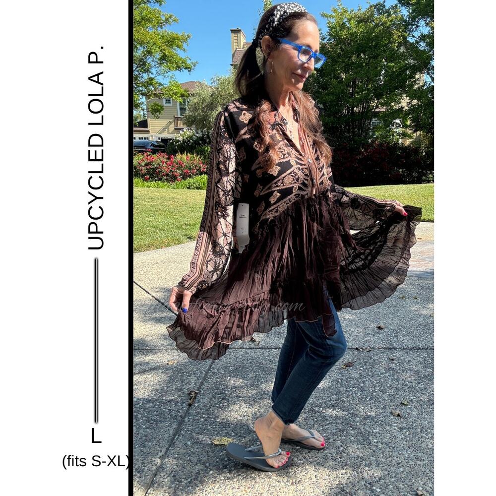 MSRP $68✨Shuggie Fierce Upcycled Lola P Bohemian Tunic – Size L (fits up to PLUS